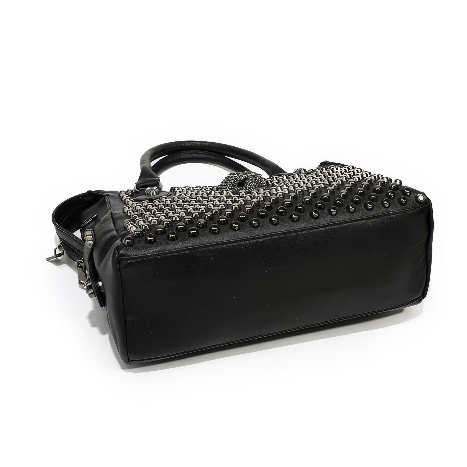 Skull Studded Faux Leather Shoulder Bag