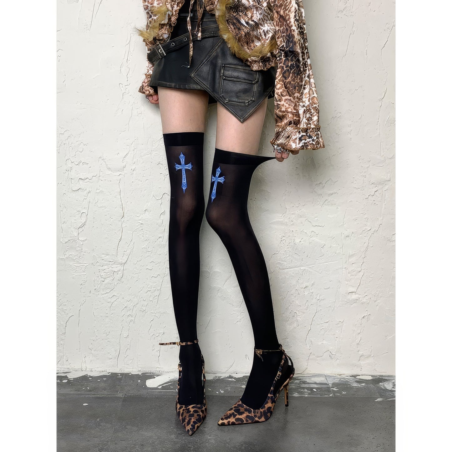Blue Cross Graphic Overknee Tights