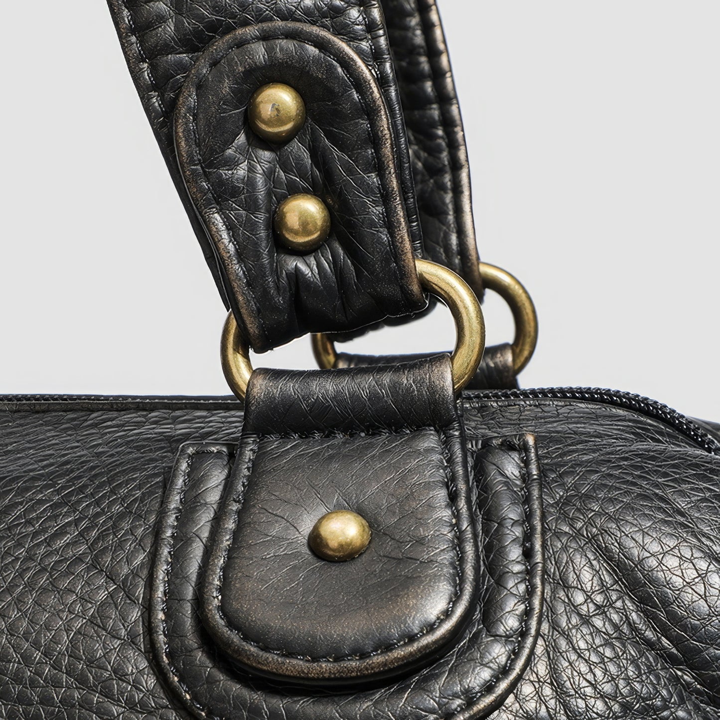 Multi-Zip Textured Faux Leather Shoulder Bag