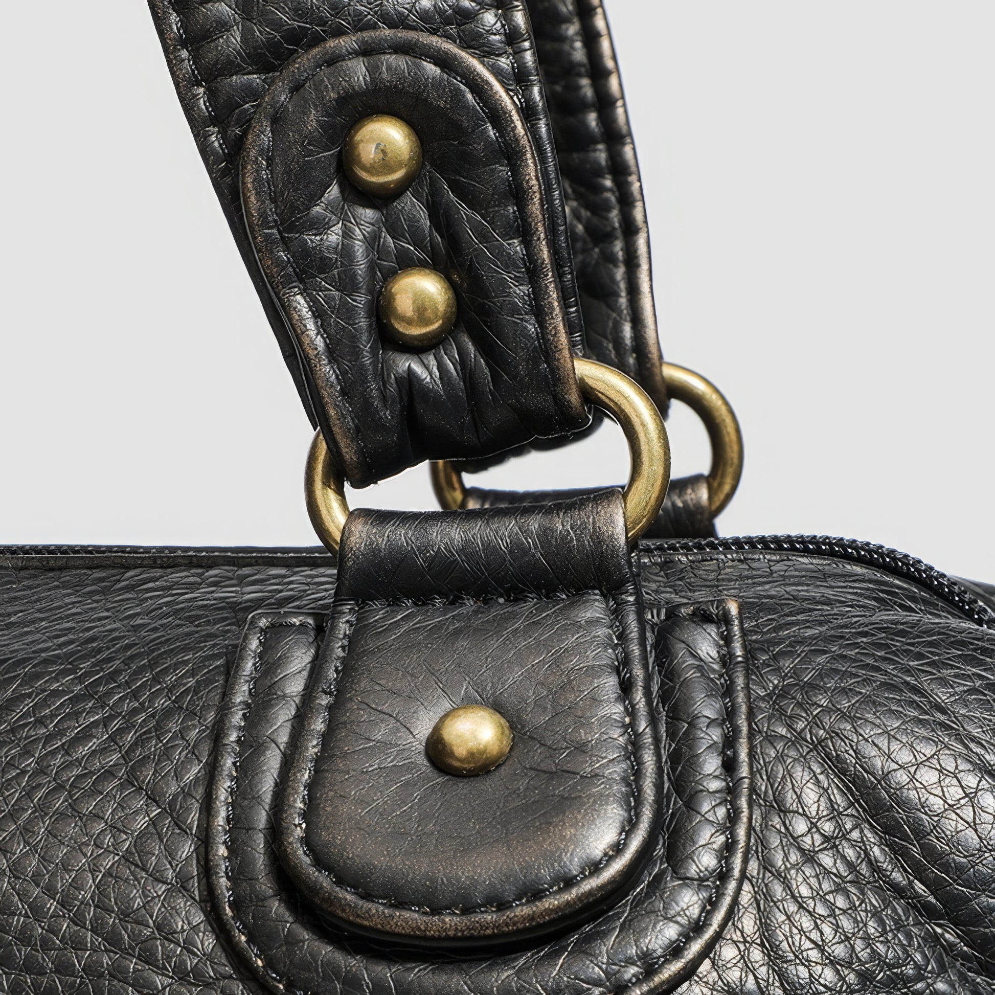 Multi-Zip Textured Faux Leather Shoulder Bag