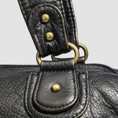 Multi-Zip Textured Faux Leather Shoulder Bag