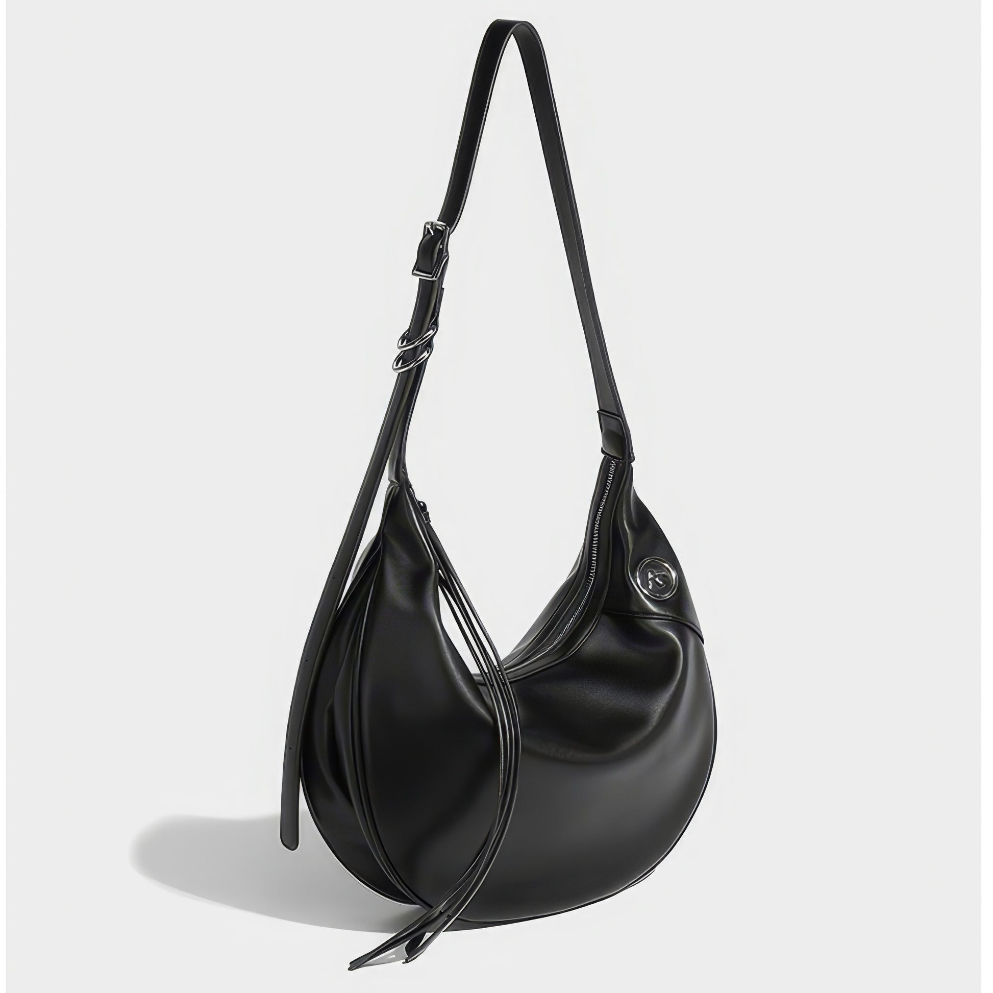 Curved Faux Leather Crescent Shoulder Bag