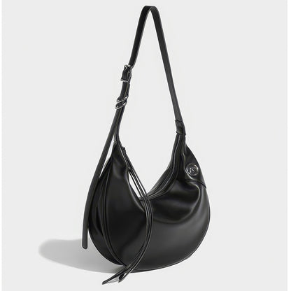 Curved Faux Leather Crescent Shoulder Bag