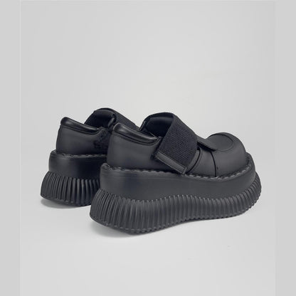 Black Chunky Platform Velcro Shoes