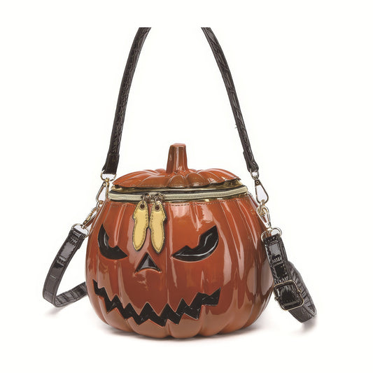 Jack-O'-Lantern Shiny Pumpkin Crossbody Bag