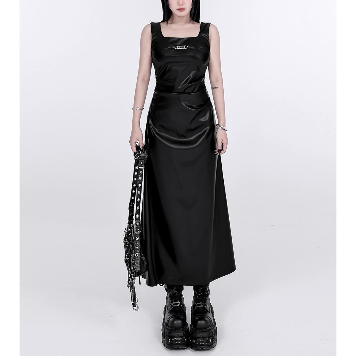 Satin Square Neck Sleeveless Maxi Dress