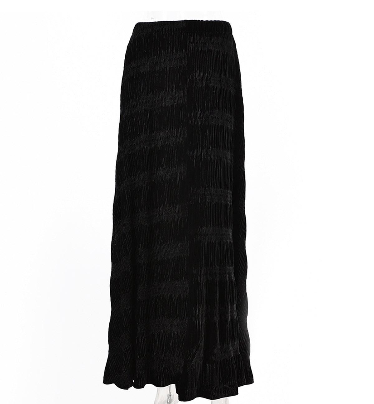 Pleated Velvet Maxi Skirt