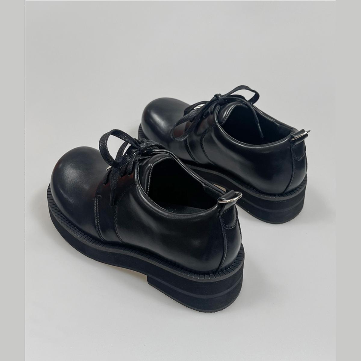 Black Metal Detail Chunky Derby Shoes