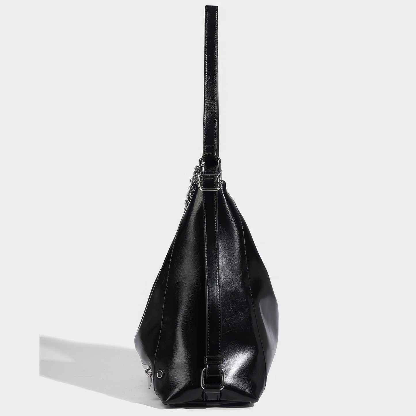 Chain Detail Soft Leather Shoulder Bag