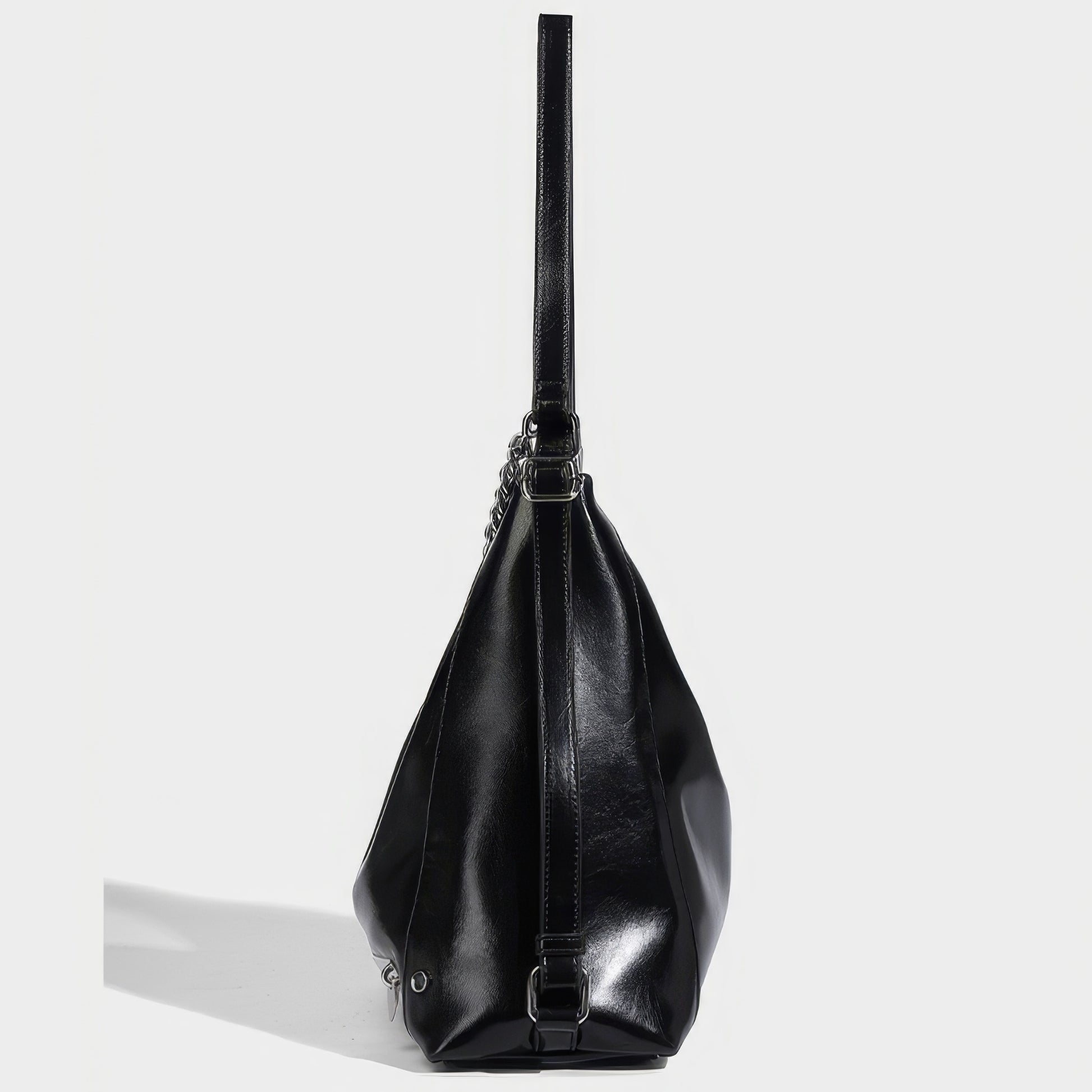 Chain Detail Soft Leather Shoulder Bag