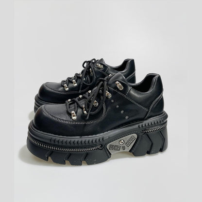Black Chunky Metal-Detail Sneakers