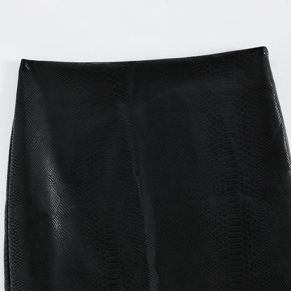 Fringe Faux Leather Skirt