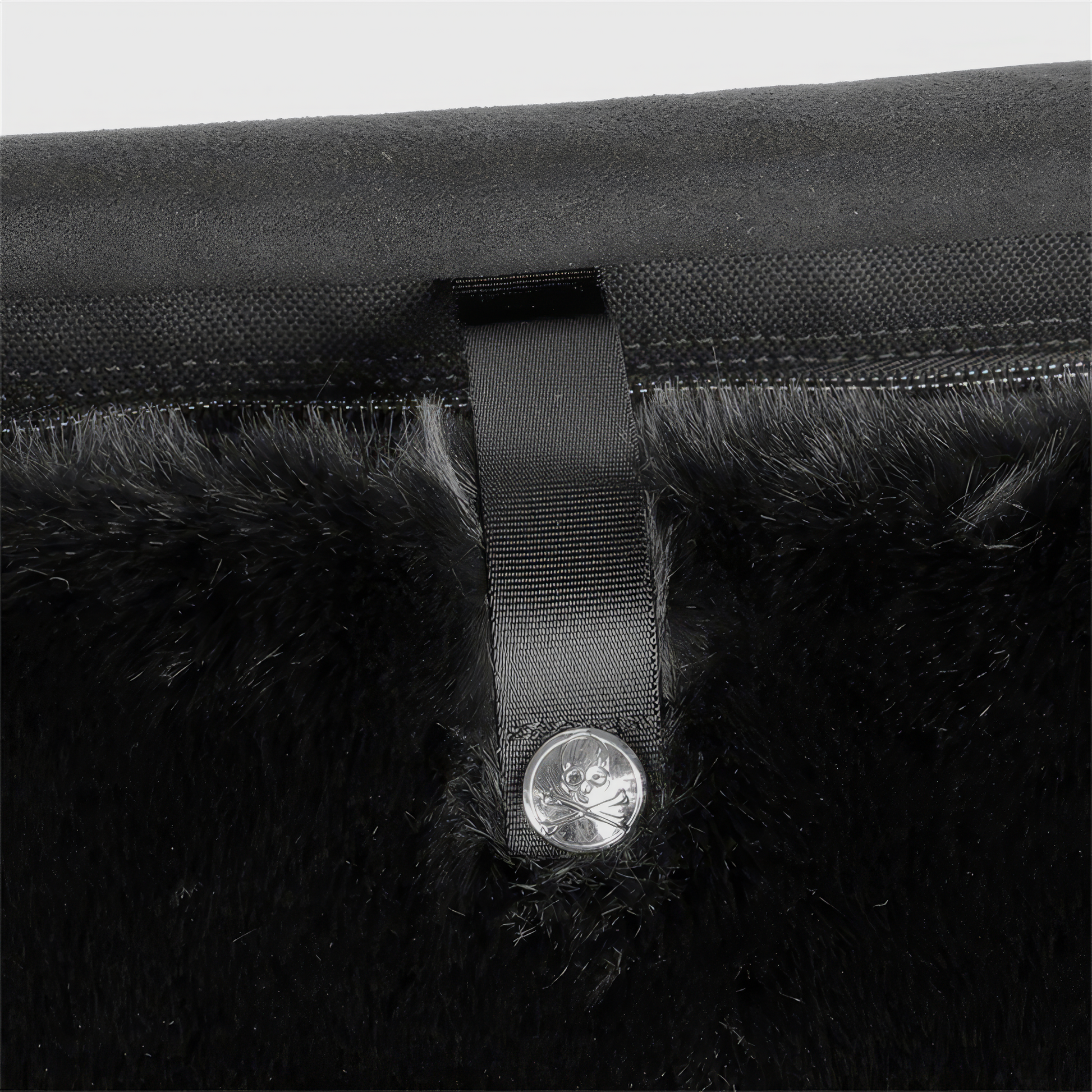 Faux Fur Skull Embroidery Shoulder Bag