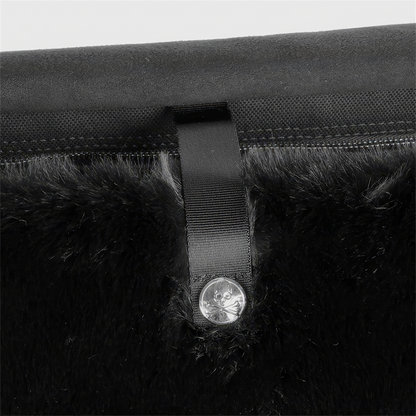 Faux Fur Skull Embroidery Shoulder Bag