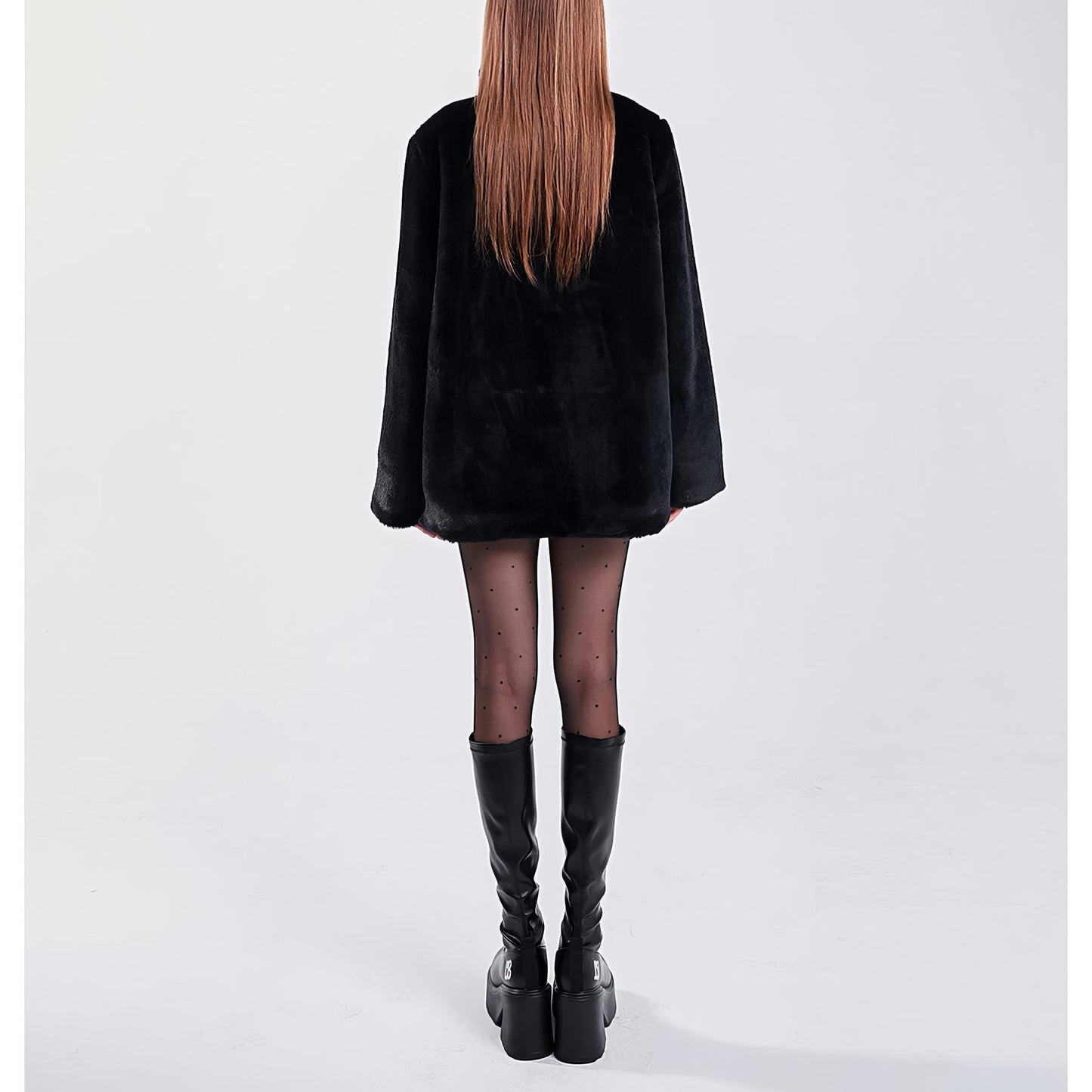 Faux Fur Buckle Strap Oversized Coat