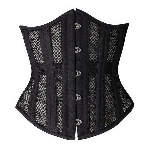 Mesh Panel Zip-Up Waist Corset