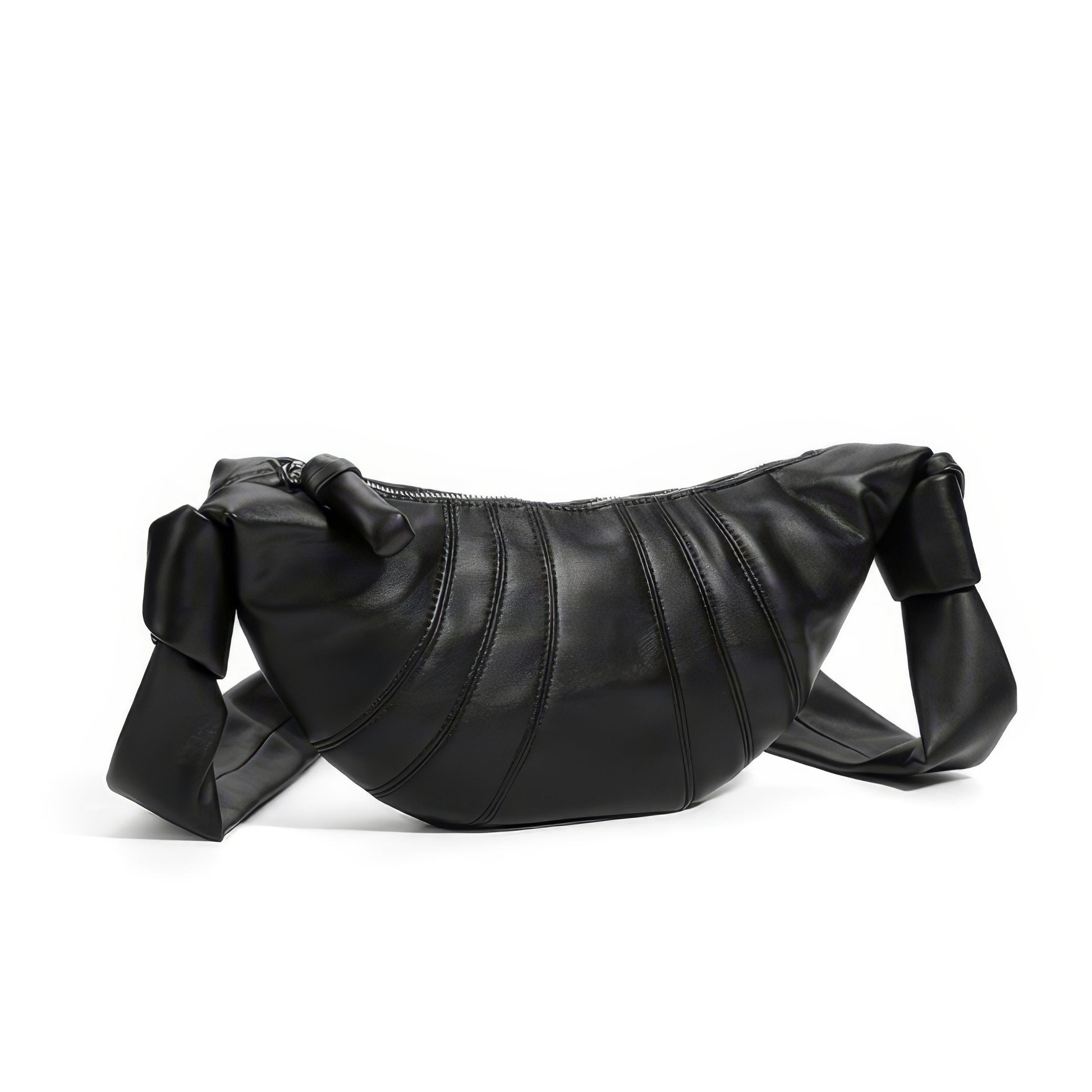 Knotted Crescent Black Shoulder Bag