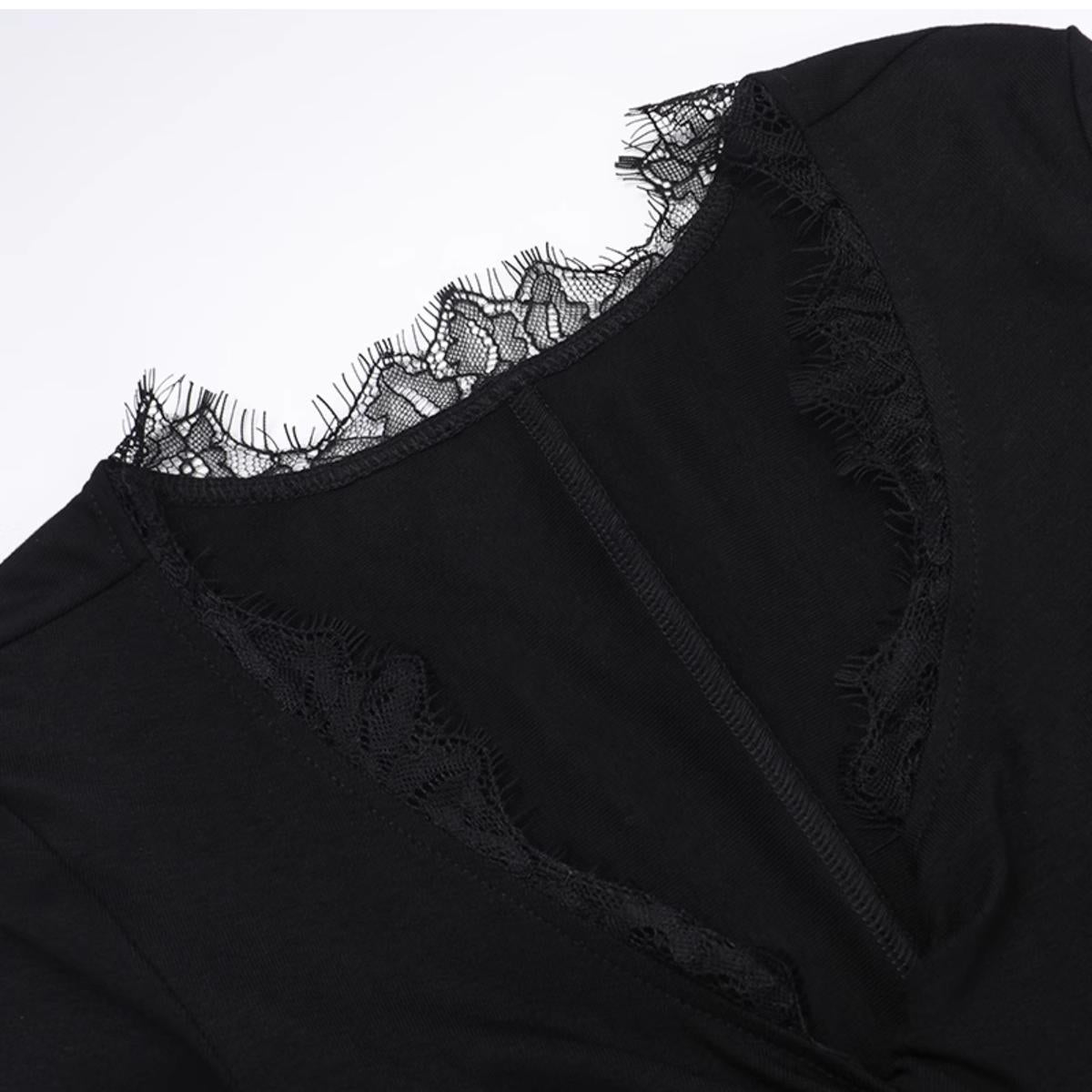 Draped Lace Detail Maxi Dress