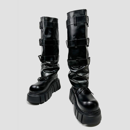 Convertible Buckle Platform Boots