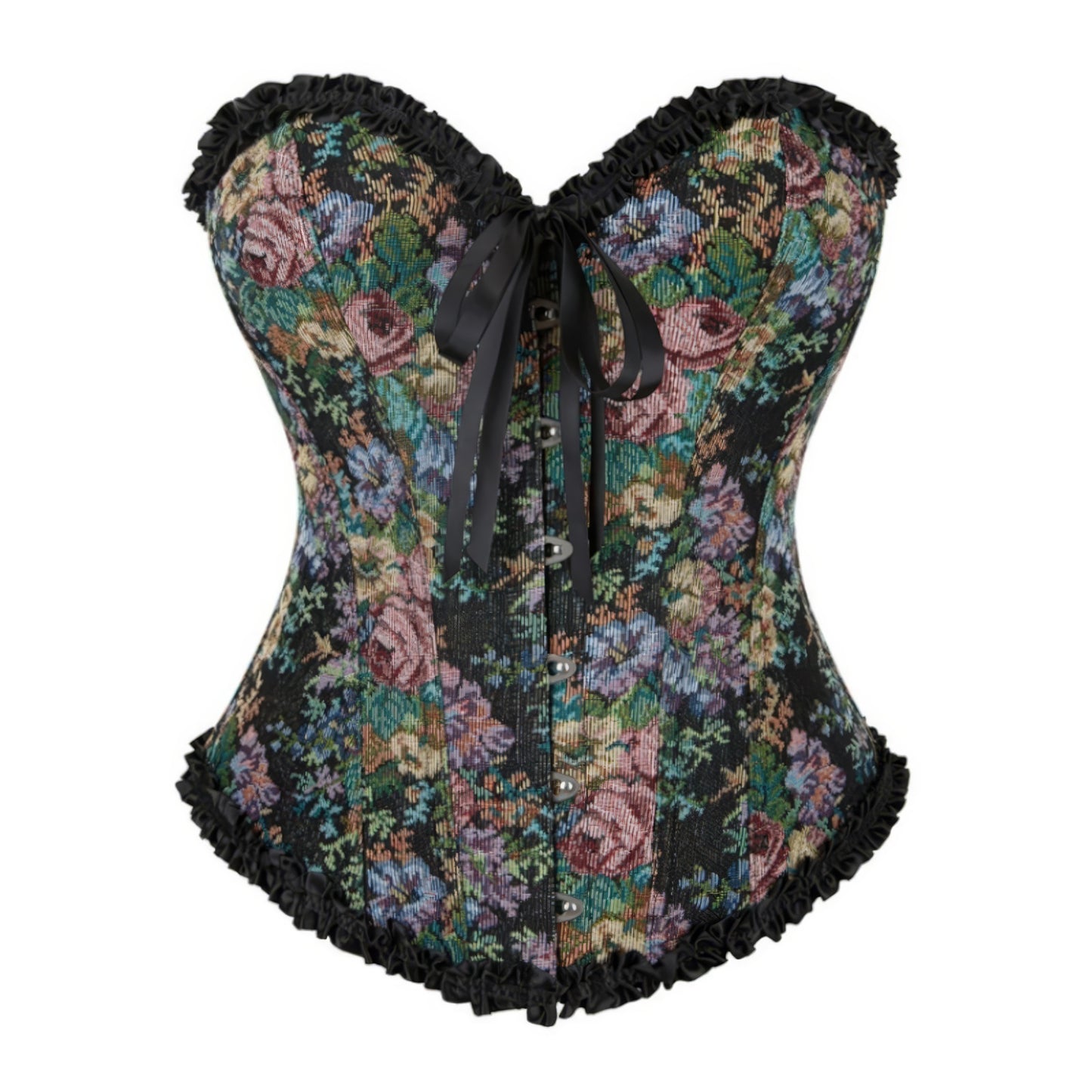 Floral Tapestry Lace Trim Corset