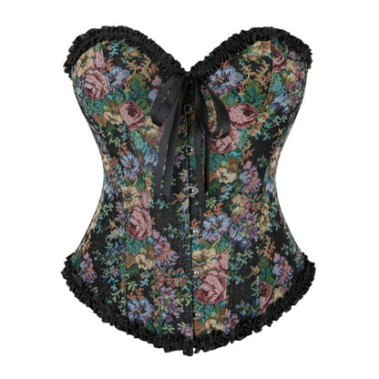 Floral Tapestry Lace Trim Corset