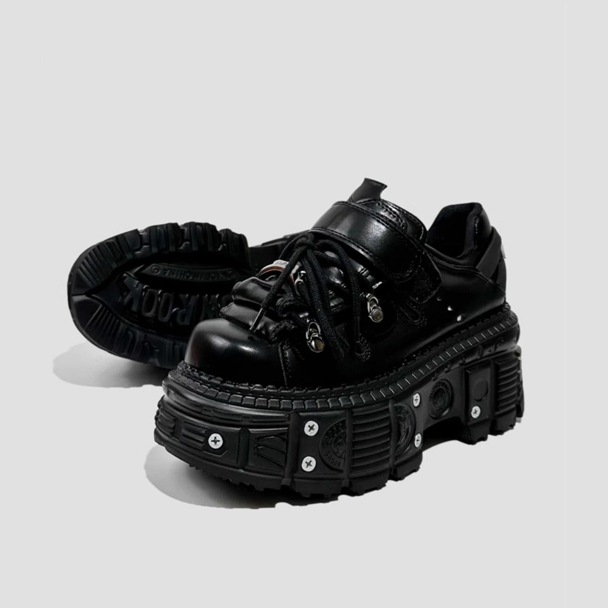 Black Industrial Platform Sneakers