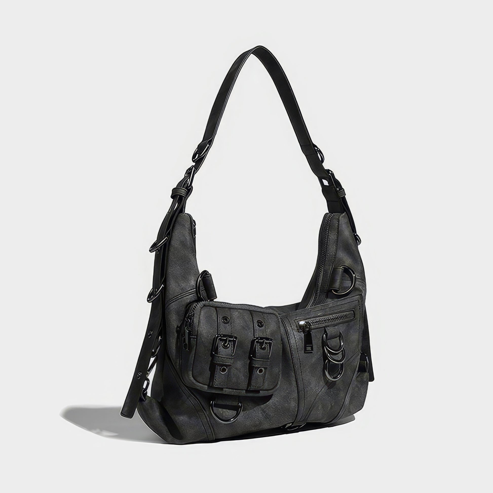 Black Buckle Strap Shoulder Bag