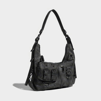 Black Buckle Strap Shoulder Bag