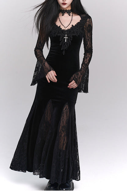 Black Lace Mermaid Dress