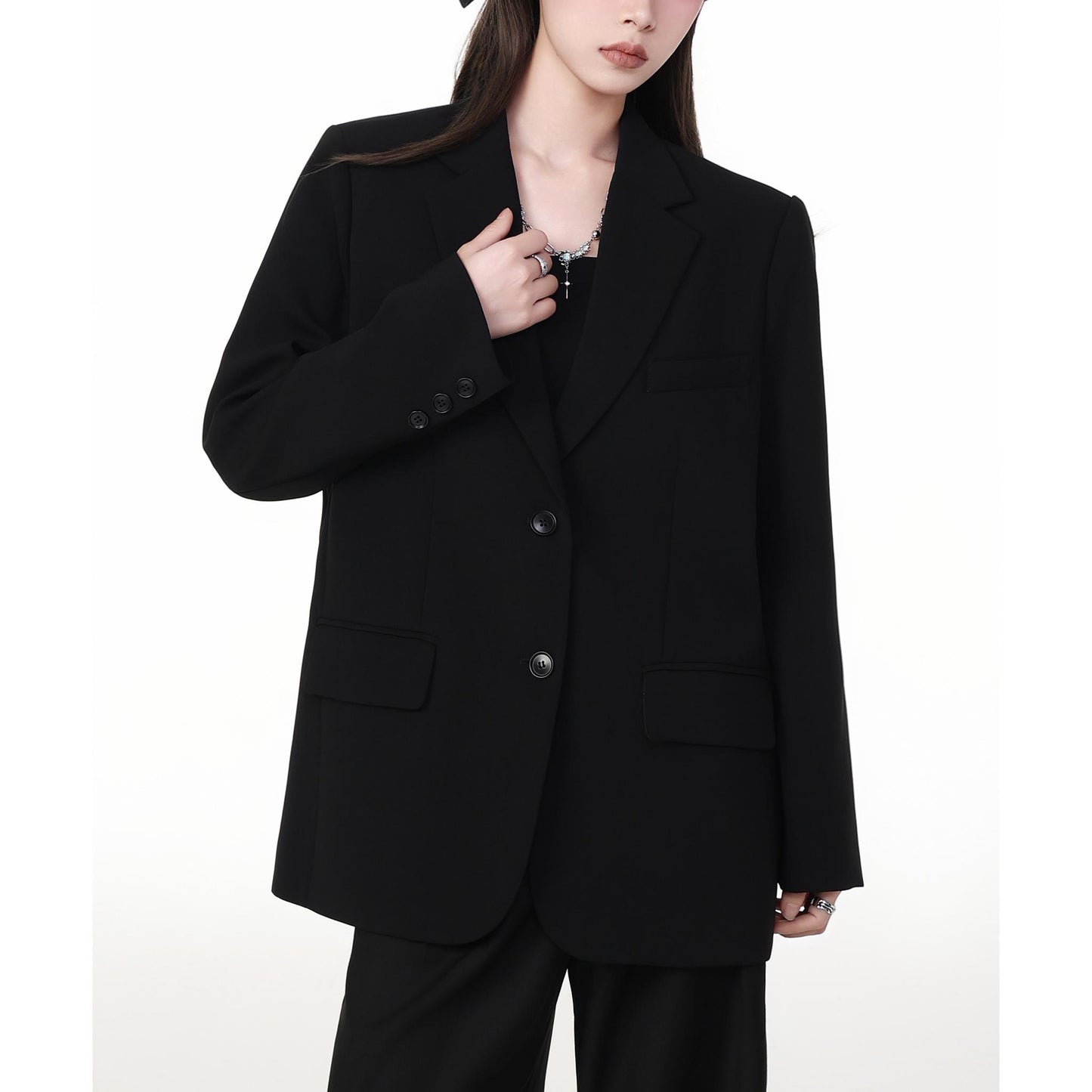 Classic One-Button Tailored Blazer