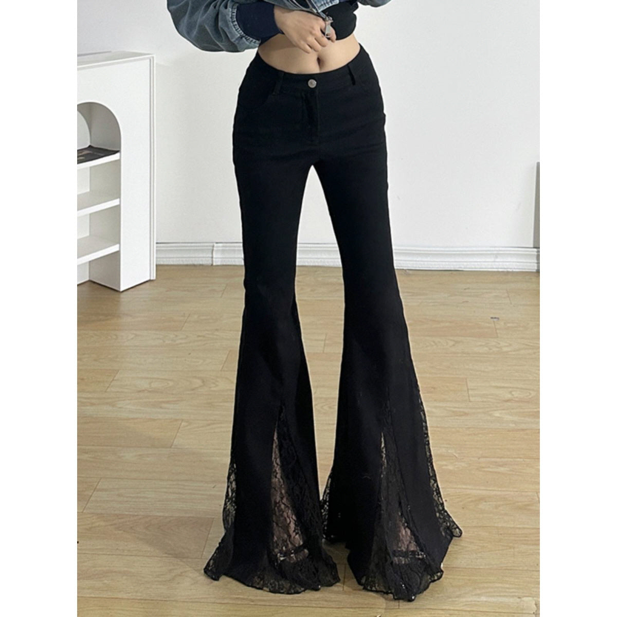 Slit Lace Flare Pants