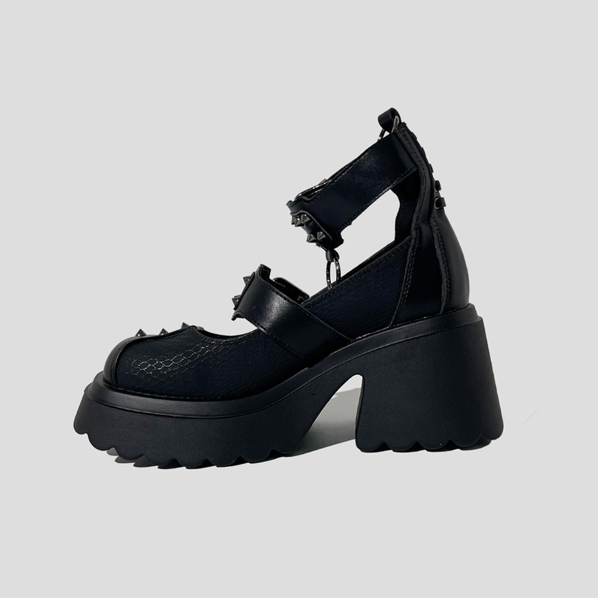 Spiked Buckle Platform Mary Janes