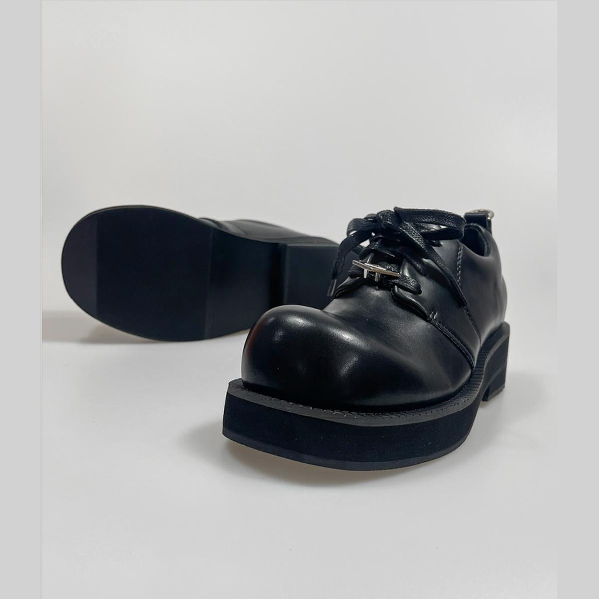 Black Metal Detail Chunky Derby Shoes