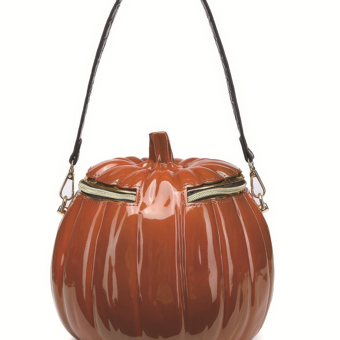 Jack-O'-Lantern Shiny Pumpkin Crossbody Bag