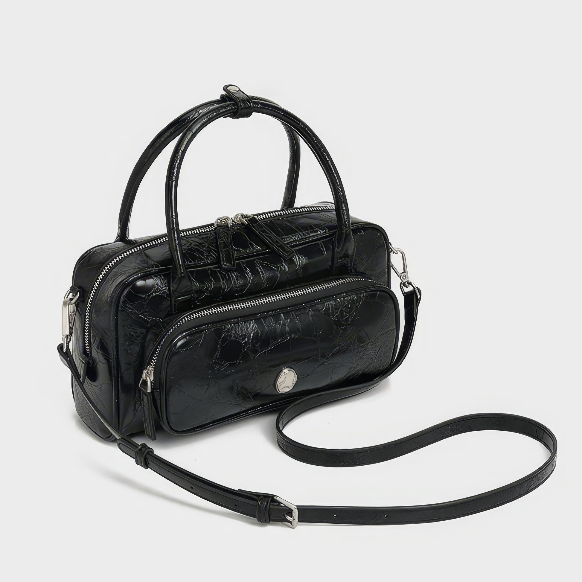 Crinkled Glossy Rectangle Handbag