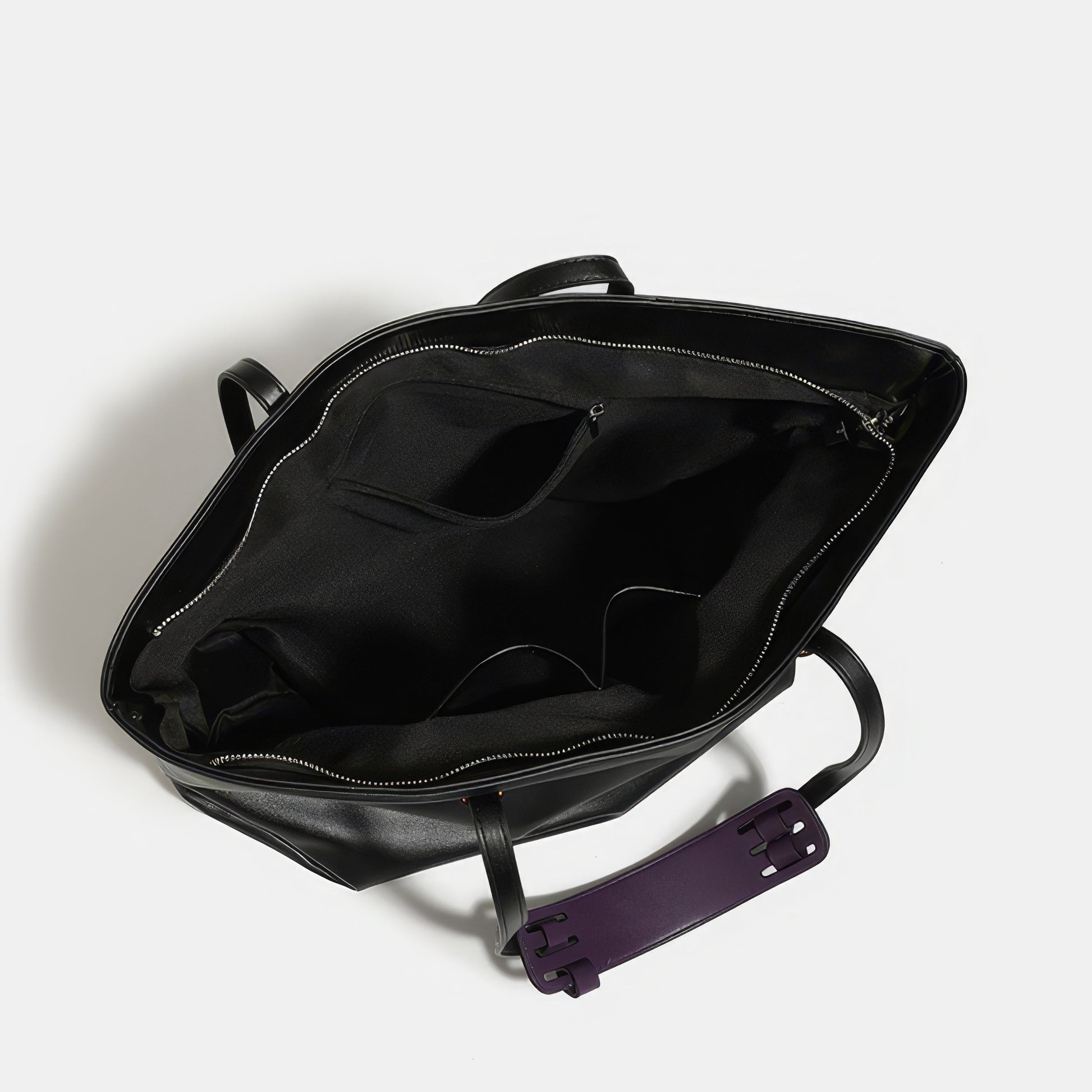 Dual Strap Detail Soft Leather Tote Bag