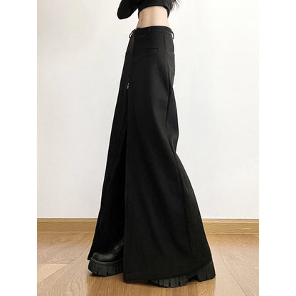 Front Zip High-Waist Maxi Skirt