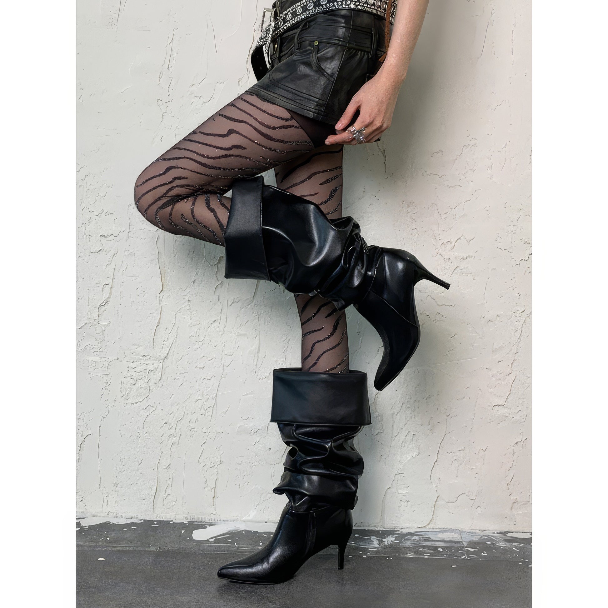 Sheer Glitter Zebra Pattern Tights