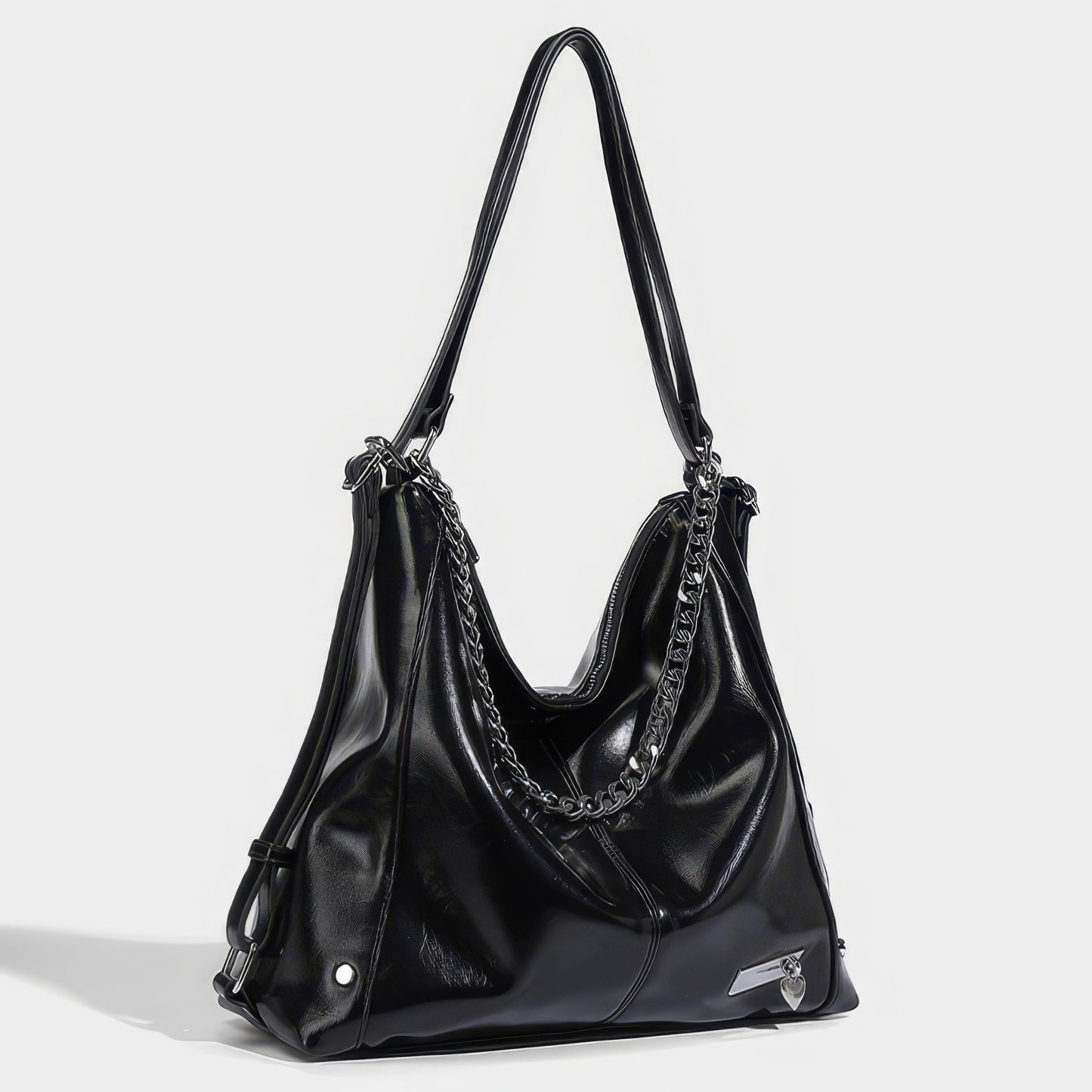 Chain Detail Soft Leather Shoulder Bag
