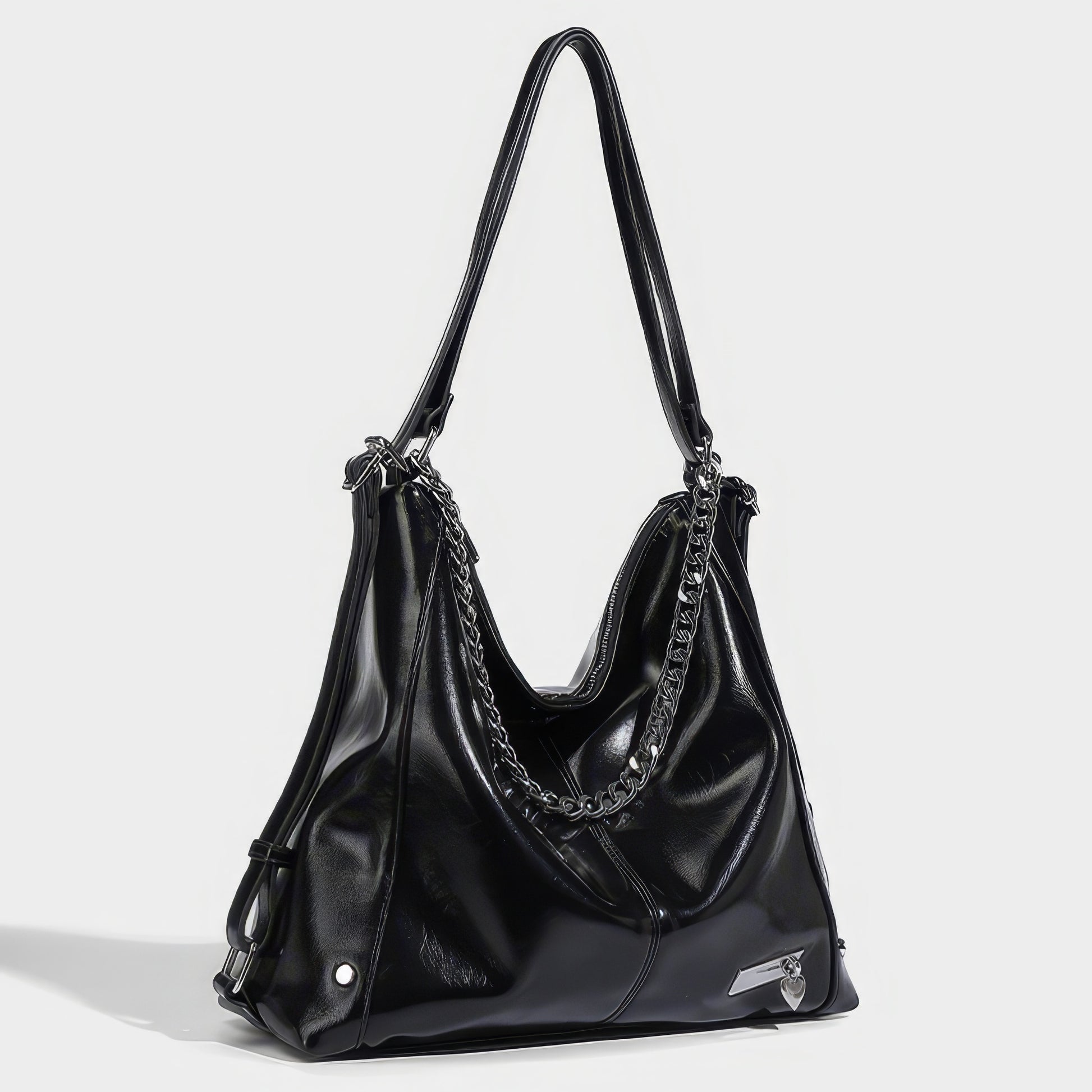 Chain Detail Soft Leather Shoulder Bag