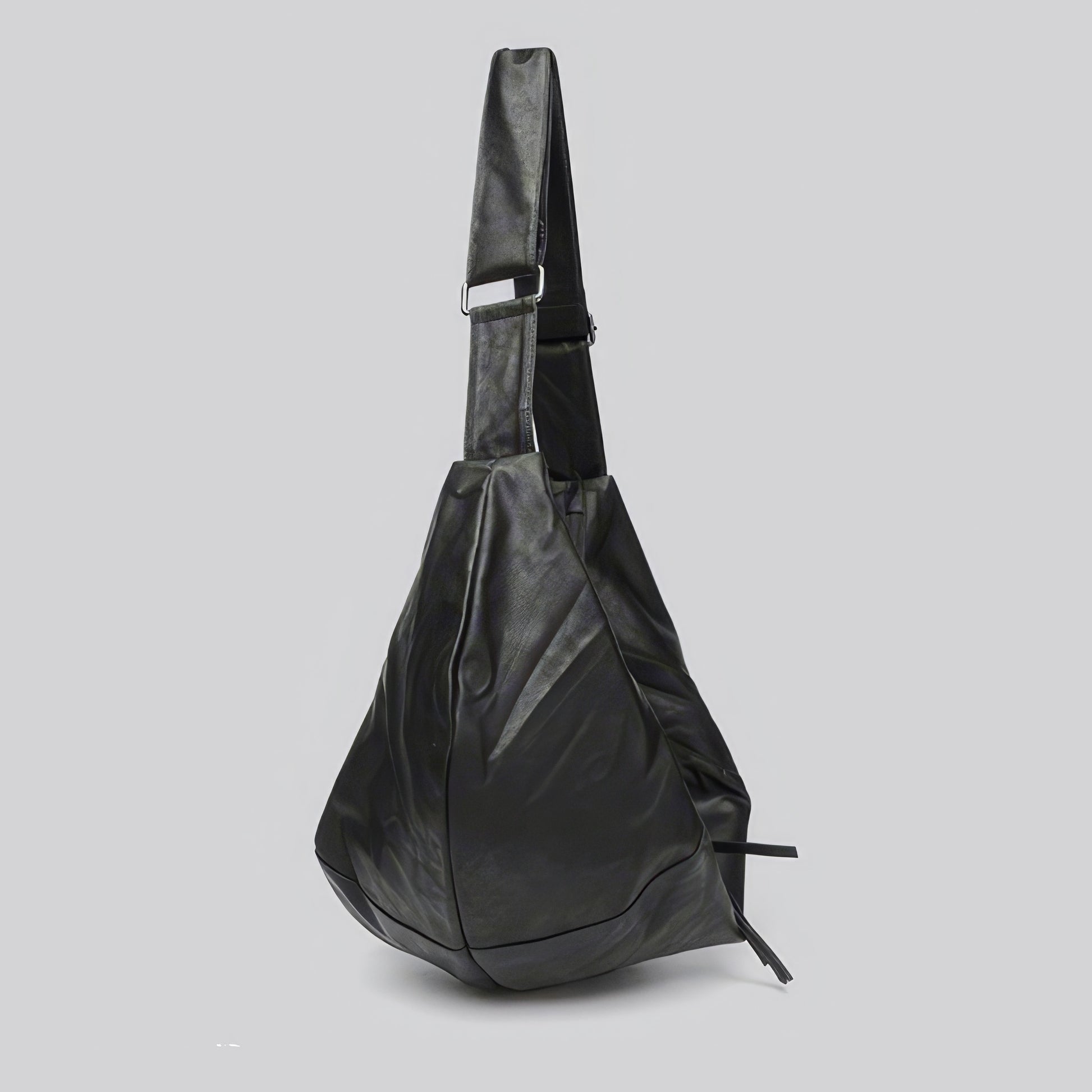 Faux Leather Crescent Zip Shoulder Bag