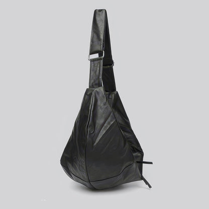 Faux Leather Crescent Zip Shoulder Bag