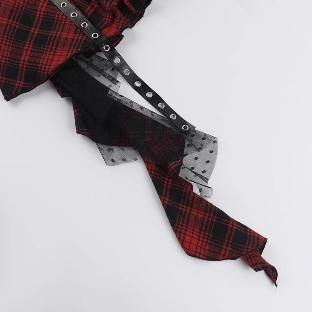 Red Plaid Asymmetrical Skirt