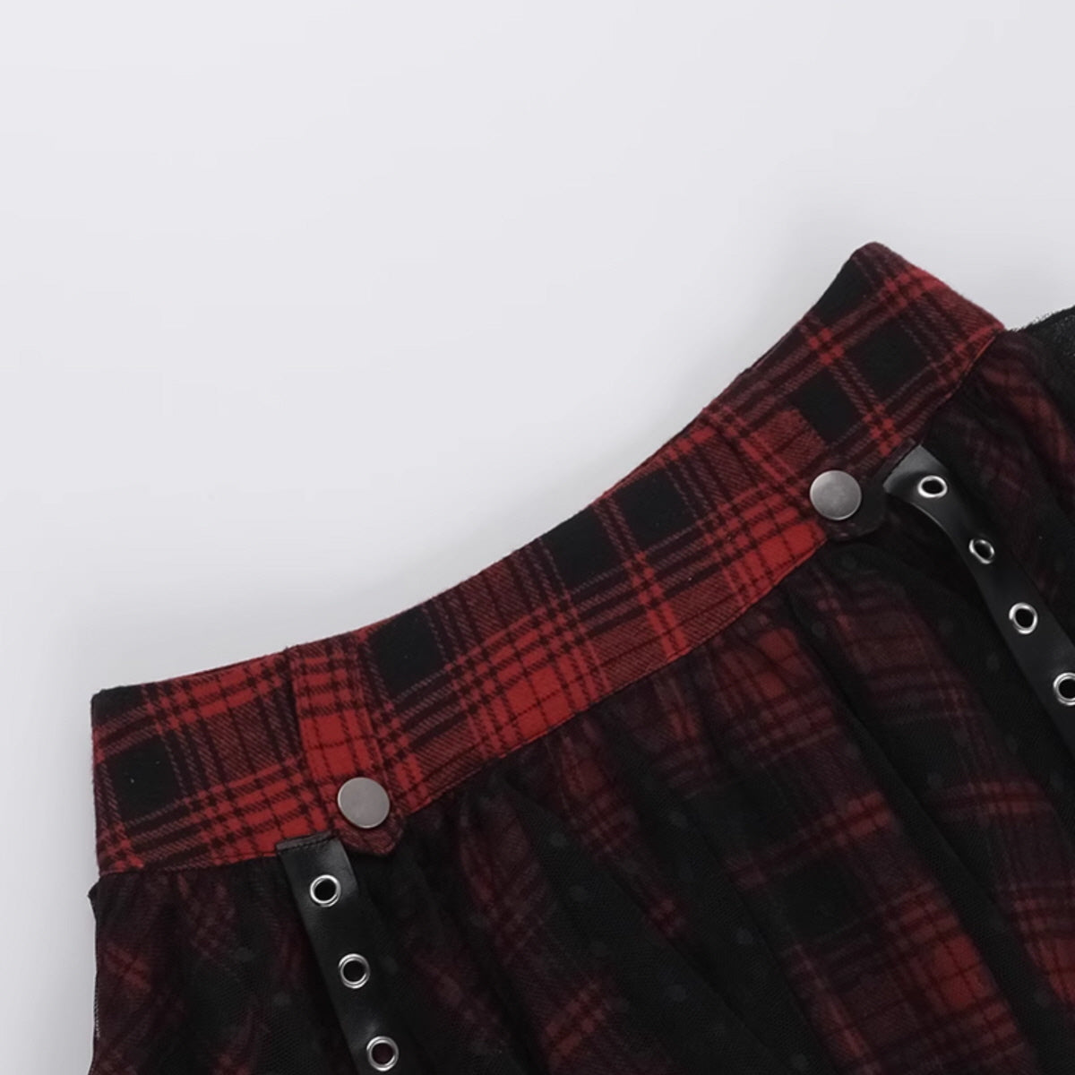 Red Plaid Asymmetrical Skirt