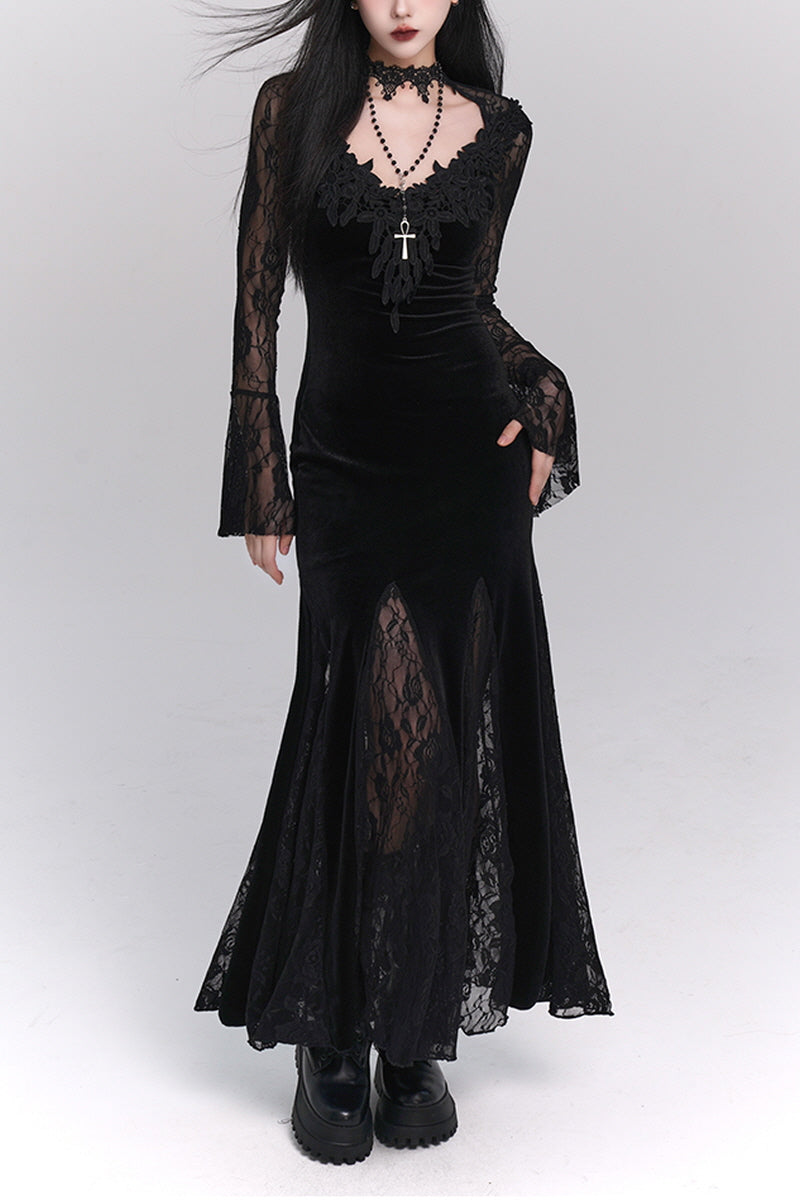 Black Lace Mermaid Dress