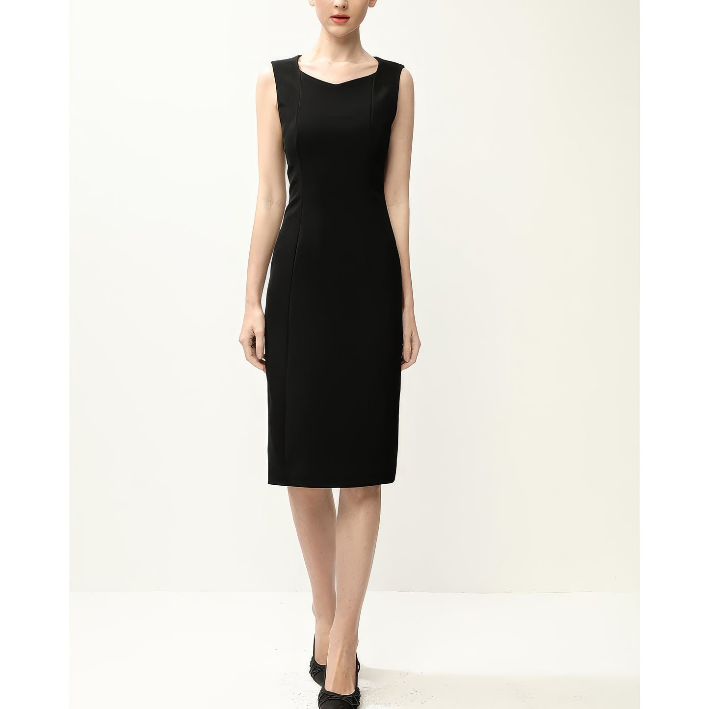 Contour Seam Black Pencil Dress