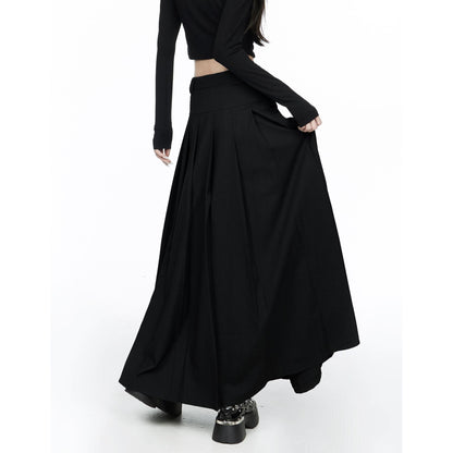 Pleated High Waist Maxi Skirt