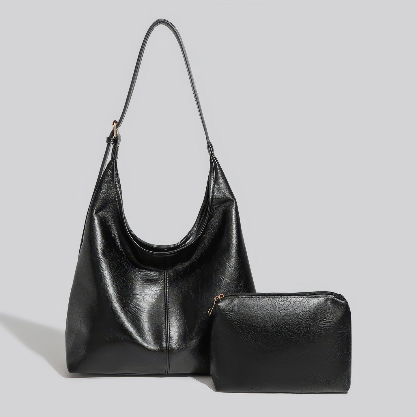 Two-Piece Faux Leather Hobo Bag Set