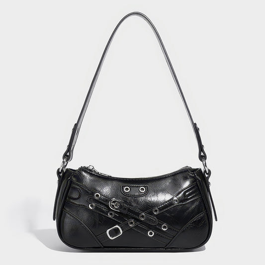 Buckle Strap Glossy Baguette Bag