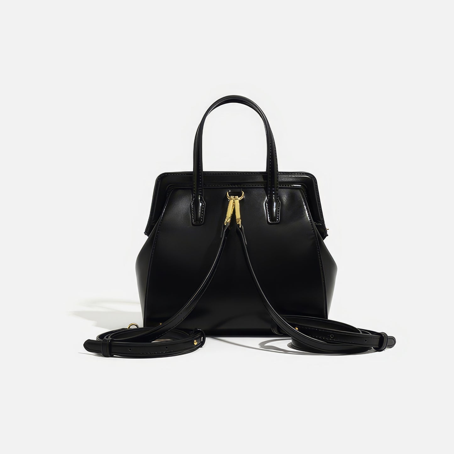 Structured Glossy Top Handle Backpack